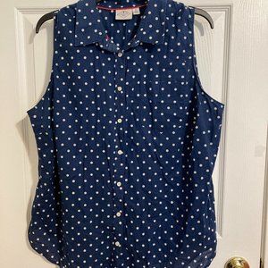 Womens Sleeveless Blouse with Collar